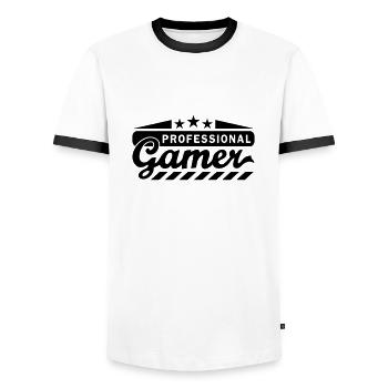 Pro Gamer (Schriftzug) - Männer Kontrast-T-Shirt - Weiß/Schwarz - Vorne - AI Model Female 172 light (172cm) & AI Model Male 178 dark (178cm)