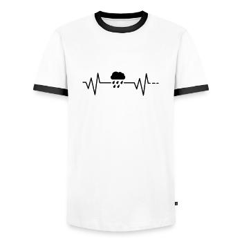 Heartbeat rain cloud rain cloud autumn weather - Men's Ringer Shirt - white/black - Front - AI Model Female 172 light (172cm) & AI Model Male 178 dark (178cm)