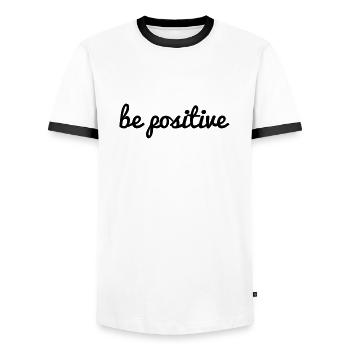 être positif rester / être positif en disant police cool - T-shirt contrasté Homme - blanc/noir - Devant - AI Model Female 172 light (172cm) & AI Model Male 178 dark (178cm)