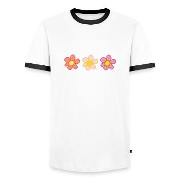 Flowers - Men's Ringer Shirt - white/black - Front - AI Model Female 172 light (172cm) & AI Model Male 178 dark (178cm)