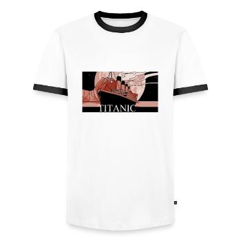 Titanic - Men's Ringer Shirt - white/black - Front - AI Model Female 172 light (172cm) & AI Model Male 178 dark (178cm)