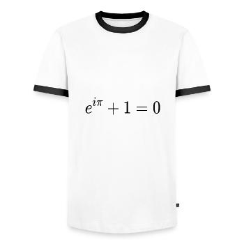 Euler's identity - Men's Ringer Shirt - white/black - Front - AI Model Female 172 light (172cm) & AI Model Male 178 dark (178cm)