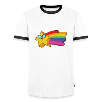Stern Regenbogen - Männer Kontrast-T-Shirt - Weiß/Schwarz - Vorne - AI Model Female 172 light (172cm) & AI Model Male 178 dark (178cm)