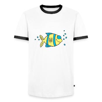 Poisson Cichlide Eau Mer Graffiti Dessin - T-shirt contrasté Homme - blanc/noir - Devant - AI Model Female 172 light (172cm) & AI Model Male 178 dark (178cm)