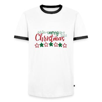Merry Christmas - Men's Ringer Shirt - white/black - Front - AI Model Female 172 light (172cm) & AI Model Male 178 dark (178cm)