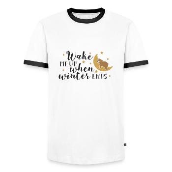 Wake me up when... - Men's Ringer Shirt - white/black - Front - AI Model Female 172 light (172cm) & AI Model Male 178 dark (178cm)