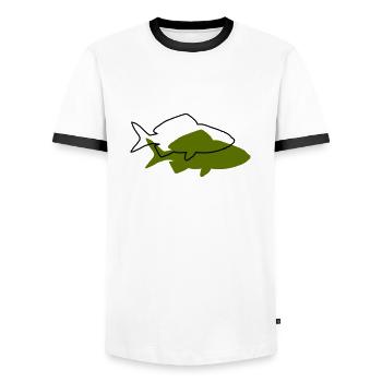 Goldfish - Men's Ringer Shirt - white/black - Front - AI Model Female 172 light (172cm) & AI Model Male 178 dark (178cm)