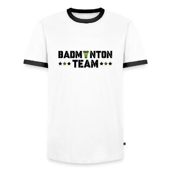 Badminton Team - Männer Kontrast-T-Shirt - Weiß/Schwarz - Vorne - AI Model Female 172 light (172cm) & AI Model Male 178 dark (178cm)