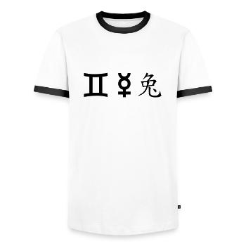 Gémeaux Gémeaux Mercure Lapin - T-shirt contrasté Homme - blanc/noir - Devant - AI Model Female 172 light (172cm) & AI Model Male 178 dark (178cm)