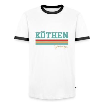 Köthen, Allemagne, Saxe - T-shirt contrasté Homme - blanc/noir - Devant - AI Model Female 172 light (172cm) & AI Model Male 178 dark (178cm)