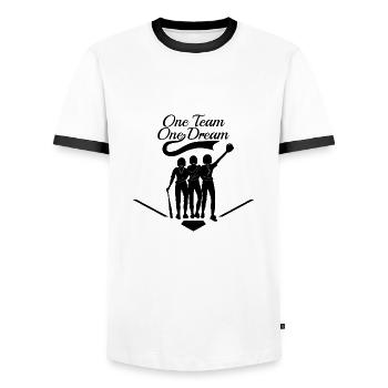 One Team, One Dream - Men's Ringer Shirt - white/black - Front - AI Model Female 172 light (172cm) & AI Model Male 178 dark (178cm)