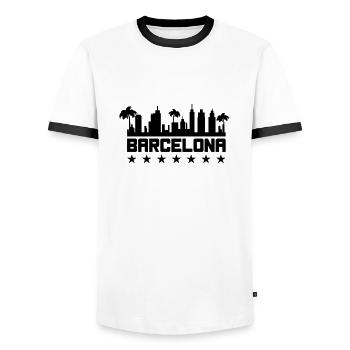 barcelona - Männer Kontrast-T-Shirt - Weiß/Schwarz - Vorne - AI Model Female 172 light (172cm) & AI Model Male 178 dark (178cm)