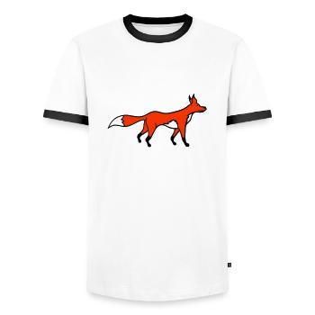 Fox Red Fox Forest Animal Clever Cute Wild Dog - Men's Ringer Shirt - white/black - Front - AI Model Female 172 light (172cm) & AI Model Male 178 dark (178cm)