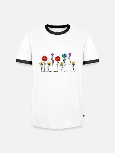 Blumen - Männer Kontrast-T-Shirt - Weiß/Schwarz