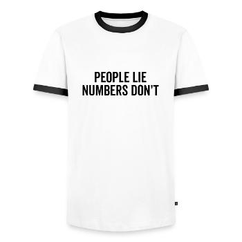 Menschen lügen Zahlen nicht - Männer Kontrast-T-Shirt - Weiß/Schwarz - Vorne - AI Model Female 172 light (172cm) & AI Model Male 178 dark (178cm)