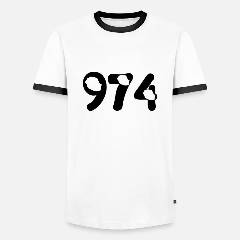 974 Reunion map - Men's Ringer Shirt - white/black