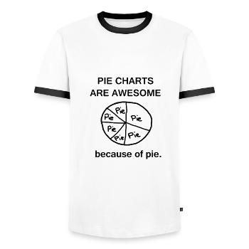 Pie Charts are Awesome - Men's Ringer Shirt - white/black - Front - AI Model Female 172 light (172cm) & AI Model Male 178 dark (178cm)