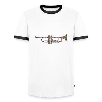 Trompete - Männer Kontrast-T-Shirt - Weiß/Schwarz - Vorne - AI Model Female 172 light (172cm) & AI Model Male 178 dark (178cm)