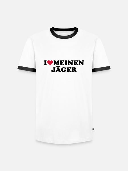 Jäger - Männer Kontrast-T-Shirt - Weiß/Schwarz