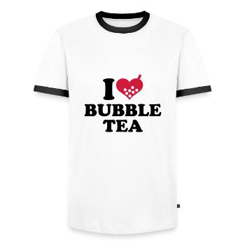 I love Bubble Tea - Männer Kontrast-T-Shirt - Weiß/Schwarz - Vorne - AI Model Female 172 light (172cm) & AI Model Male 178 dark (178cm)