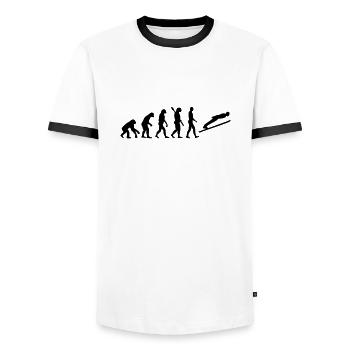 Evolution Ski-jumping - Men's Ringer Shirt - white/black - Front - AI Model Female 172 light (172cm) & AI Model Male 178 dark (178cm)