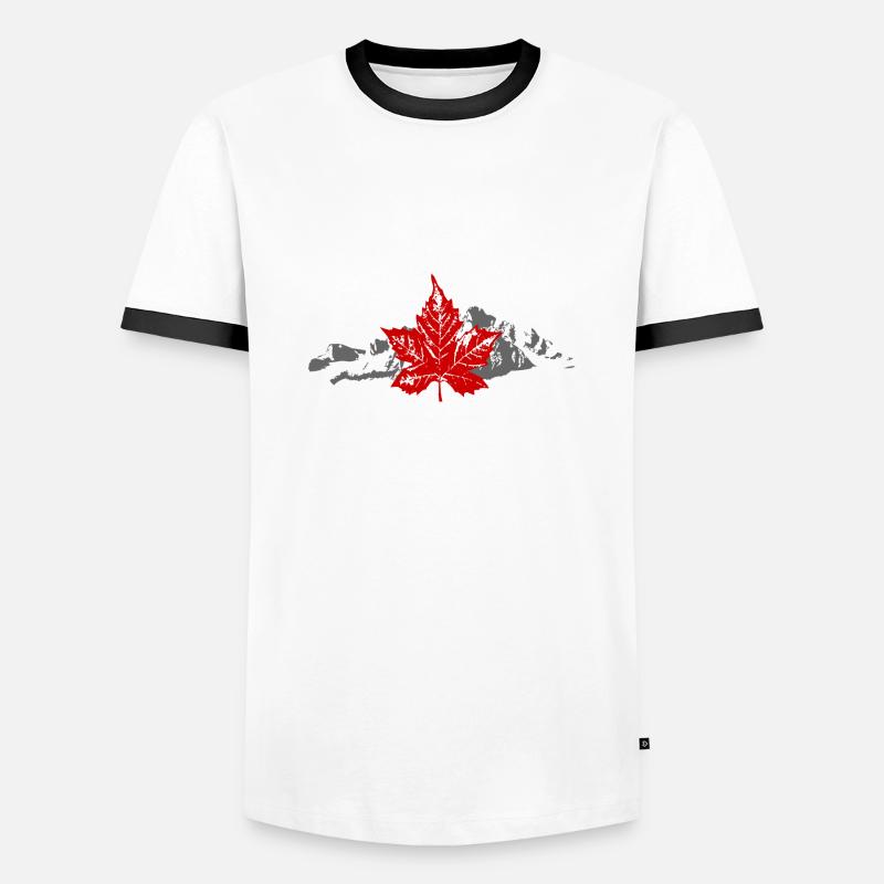 Canada - Maple Leaf & Mountain - Männer Kontrast-T-Shirt - Weiß/Schwarz