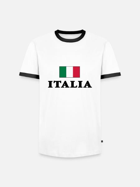 Italy flag with Italia lettering - Men's Ringer Shirt - white/black