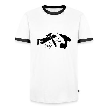 Werkzeug - Männer Kontrast-T-Shirt - Weiß/Schwarz - Vorne - AI Model Female 172 light (172cm) & AI Model Male 178 dark (178cm)