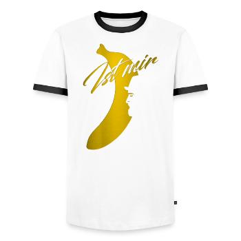Is banana to me - Men's Ringer Shirt - white/black - Front - AI Model Female 172 light (172cm) & AI Model Male 178 dark (178cm)