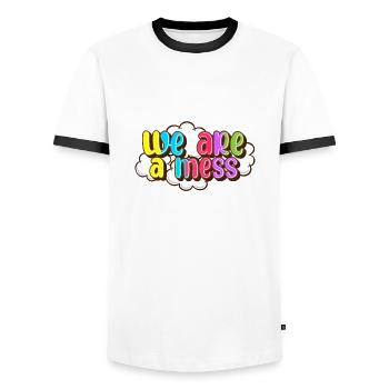 Nous sommes ruinés - T-shirt contrasté Homme - blanc/noir - Devant - AI Model Female 172 light (172cm) & AI Model Male 178 dark (178cm)