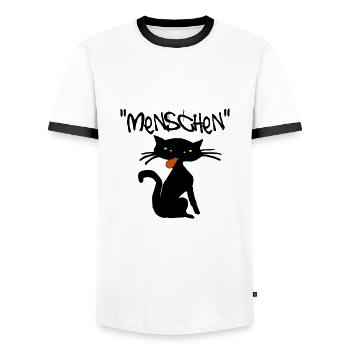 menschen - Männer Kontrast-T-Shirt - Weiß/Schwarz - Vorne - AI Model Female 172 light (172cm) & AI Model Male 178 dark (178cm)
