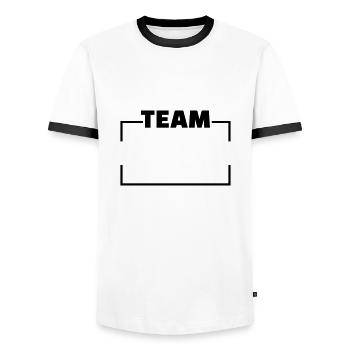 Team - Männer Kontrast-T-Shirt - Weiß/Schwarz - Vorne - AI Model Female 172 light (172cm) & AI Model Male 178 dark (178cm)