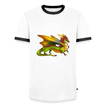 Magical Earth Dragon - Dragons of the Elements - Men's Ringer Shirt - white/black - Front - AI Model Female 172 light (172cm) & AI Model Male 178 dark (178cm)