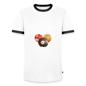 Billard - Sport - Cadeau - Anniversaire - Humour - T-shirt contrasté Homme - blanc/noir - Devant - AI Model Female 172 light (172cm) & AI Model Male 178 dark (178cm)