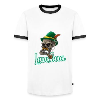 Lausbua Lausbub Lederhosen Trachten - Männer Kontrast-T-Shirt - Weiß/Schwarz - Vorne - AI Model Female 172 light (172cm) & AI Model Male 178 dark (178cm)
