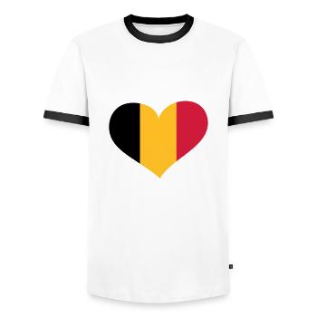 Belgien Herz; Heart Belgium - Men's Ringer Shirt - white/black - Front - AI Model Female 172 light (172cm) & AI Model Male 178 dark (178cm)
