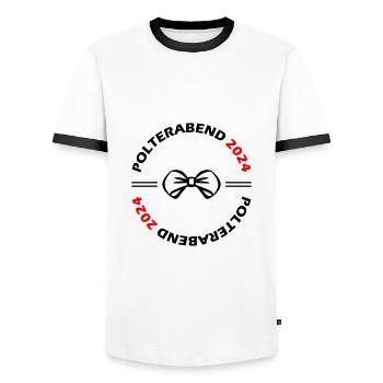 Polterabend 2024 - Männer Kontrast-T-Shirt - Weiß/Schwarz - Vorne - AI Model Female 172 light (172cm) & AI Model Male 178 dark (178cm)