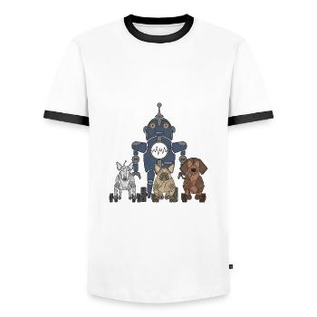 Robot - T-shirt contrasté Homme - blanc/noir - Devant - AI Model Female 172 light (172cm) & AI Model Male 178 dark (178cm)