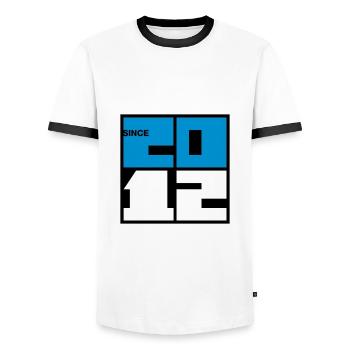 2012 Year of birth. Find your year in my store - Men's Ringer Shirt - white/black - Front - AI Model Female 172 light (172cm) & AI Model Male 178 dark (178cm)