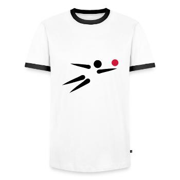 Beachvolleyball - Männer Kontrast-T-Shirt - Weiß/Schwarz - Vorne - AI Model Female 172 light (172cm) & AI Model Male 178 dark (178cm)