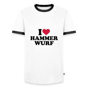 hammer throw - Men's Ringer Shirt - white/black - Front - AI Model Female 172 light (172cm) & AI Model Male 178 dark (178cm)
