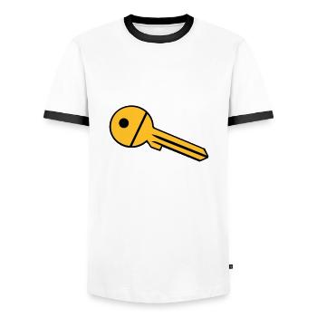 clé - T-shirt contrasté Homme - blanc/noir - Devant - AI Model Female 172 light (172cm) & AI Model Male 178 dark (178cm)