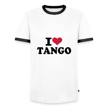 J'aime le tango - T-shirt contrasté Homme - blanc/noir - Devant - AI Model Female 172 light (172cm) & AI Model Male 178 dark (178cm)