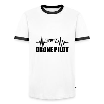 drone - T-shirt contrasté Homme - blanc/noir - Devant - AI Model Female 172 light (172cm) & AI Model Male 178 dark (178cm)
