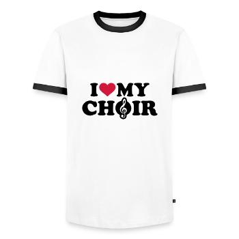 Choir - Men's Ringer Shirt - white/black - Front - AI Model Female 172 light (172cm) & AI Model Male 178 dark (178cm)