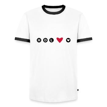 HDL Hab dich lieb Freundschaft best friends Paare - Männer Kontrast-T-Shirt - Weiß/Schwarz - Vorne - AI Model Female 172 light (172cm) & AI Model Male 178 dark (178cm)
