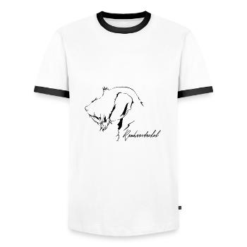 TECKEL À POIL RUGUEUX Profil Chiens Wilsigns Chiens de chasse - T-shirt contrasté Homme - blanc/noir - Devant - AI Model Female 172 light (172cm) & AI Model Male 178 dark (178cm)