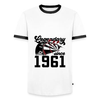 65. GEBURTSTAG DART LEGENDE LEGENDARY SINCE 1961 - Männer Kontrast-T-Shirt - Weiß/Schwarz - Vorne - AI Model Female 172 light (172cm) & AI Model Male 178 dark (178cm)