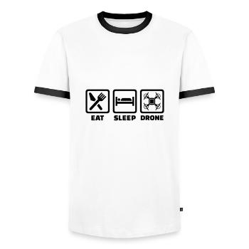 drone - T-shirt contrasté Homme - blanc/noir - Devant - AI Model Female 172 light (172cm) & AI Model Male 178 dark (178cm)