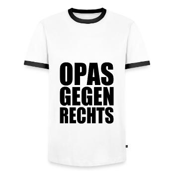 Opas gegen rechts - Männer Kontrast-T-Shirt - Weiß/Schwarz - Vorne - AI Model Female 172 light (172cm) & AI Model Male 178 dark (178cm)
